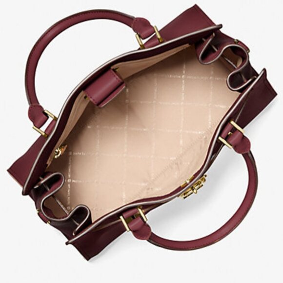 Michael Kors NWT Hamilton Medium Dark Cherry Leather Satchel - Picture 3 of 5